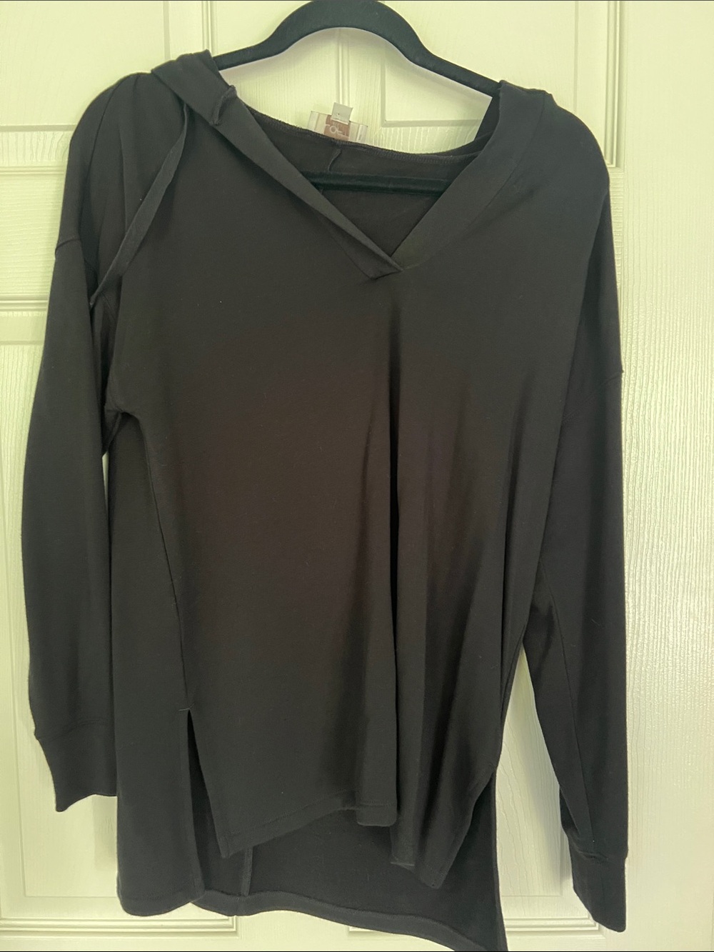 LOFT Black V-Neck Hooded Pullover